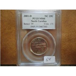 2001-D NORTH CAROLINA QUARTER PCGS MS66