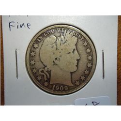 1909 BARBER HALF DOLLAR (FINE)