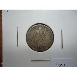 1891 SEATED LIBERTY DIME (FINE+)