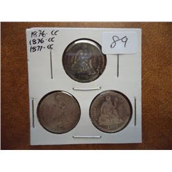 1876-CC,76-CC & 77-CC SEATED LIBERTY DIMES