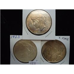 1922-D,23 & 25-S PEACE SILVER DOLLARS