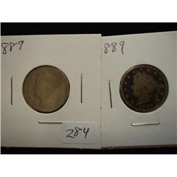 1887 & 89 LIBERTY "V" NICKELS