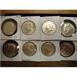 8-1967 40% SILVER KENNEDY HALF DOLLARS