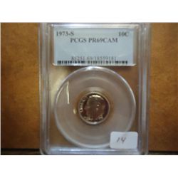 1973-S ROOSEVELT DIME PCGS PR69 DCAM