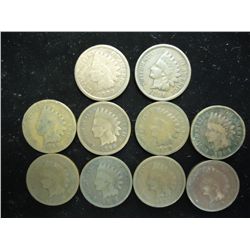 10 ASSORTED 1890'S INDIAN HEAD CENTS