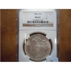 1888 MORGAN SILVER DOLLAR NGC MS62