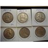 Image 1 : 6 ASSORTED FRANKLIN HALF DOLLARS