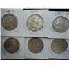 1948-D,54,57-D,58-D,62-D & 63-D FRANKLIN HALVES