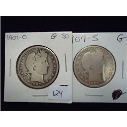 1907-O & 07-S BARBER HALF DOLLARS