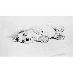 A terrier, drypoint etching, signed proof by