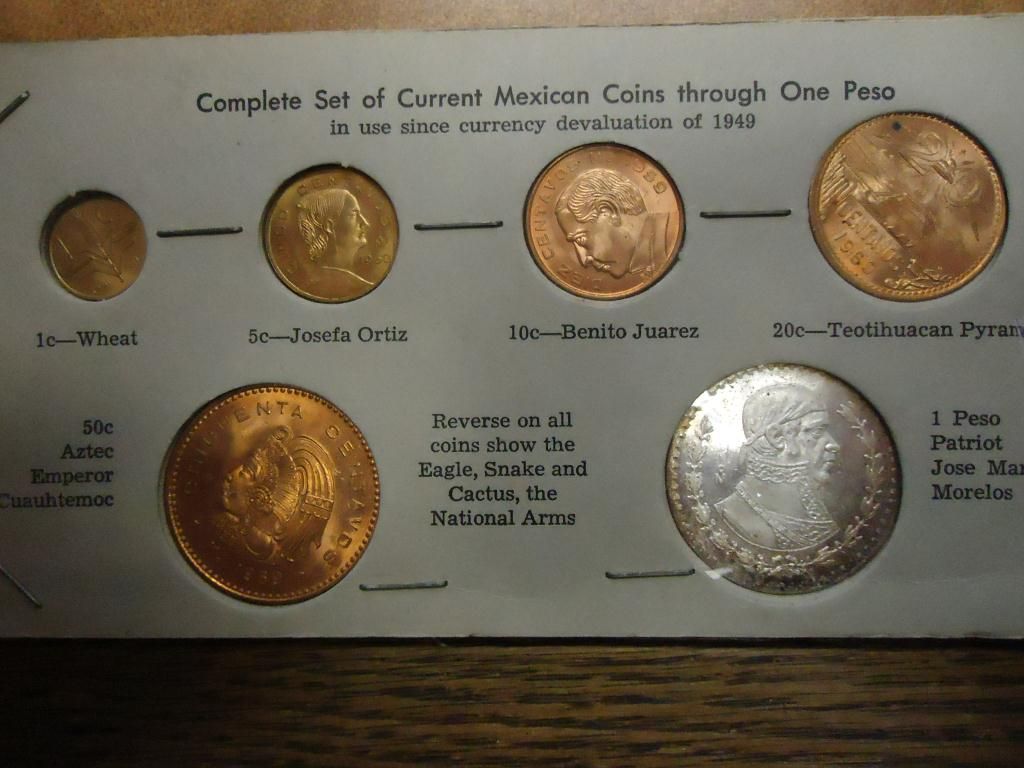 COMPLETE SET OF CURRENT MEXICAN COINS THROUGH 1