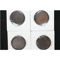 Canada Large One Cent; Early 1900's; Various Conditions; Lot of 4