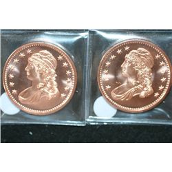 Copper Round; .999 Fine Copper 1 Oz.; Lot of 2