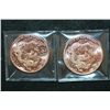 Image 1 : 2012 Provident Metals Copper Round; .999 Fine Copper 1 Oz.; Year of the Dragon; Lot of 2