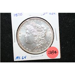 1878 Silver Morgan $1; 2nd Rev.; MS64