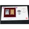 Image 1 : 22K Gold Replica Stamp W/Postal Stamp Issued 1983; Babe Ruth-Great Americans