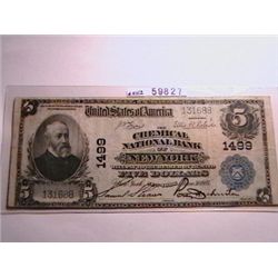 1902 $5 National Currency VF20 Chemical Bank of New York