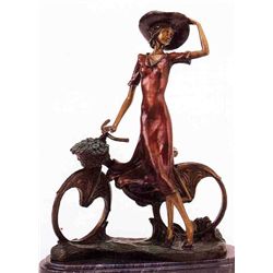 "The Bicycle Spring Time" Bronze Sculpture Inspired - Icart