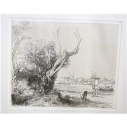 Rembrandt "Landscape With Trees" Original Etching