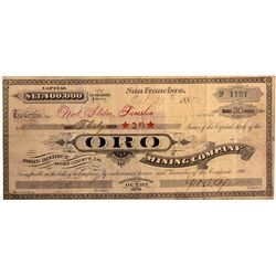 Oro Mining Company Stock CA - Bodie,Mono County - 1880 - 2012aug - General Americana