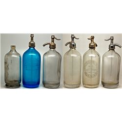 Six-Piece Set of Nevada and California Seltzer Bottles NV - c1906-1910 - 2012aug - Nevada Bottles