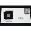Image 1 : 22K Gold Replica Stamp W/Enlarged Reproduction of the Original Stamp Issued 1847; 5 Cent Benjamin Fr