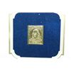 Image 2 : 22K Gold Replica Stamp W/Enlarged Reproduction of the Original Stamp Issued 1847; 5 Cent Benjamin Fr
