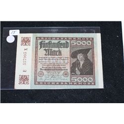 1922 German 5000 Funflaufend Mark Foreign Coin