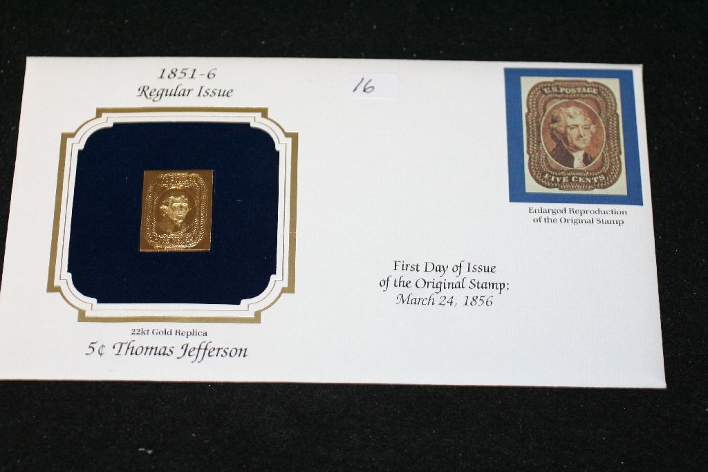 22K Gold Replica Stamp W/Enlarged Reproduction of the Original Stamp
