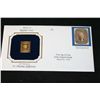 Image 1 : 22K Gold Replica Stamp W/Enlarged Reproduction of the Original Stamp Issued 1856; 5 Cent Thomas Jeff