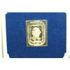 Image 2 : 22K Gold Replica Stamp W/Enlarged Reproduction of the Original Stamp Issued 1856; 5 Cent Thomas Jeff