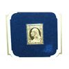 Image 2 : 22K Gold Replica Stamp W/Enlarged Reproduction of the Original Stamp Issued 1851; 3 Cent George Wash