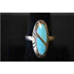 Sterling Silver Ring W/Turquoise Colored Stone; .925 Silver