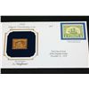 Image 1 : 22K Gold Replica Stamp W/Enlarged Reproduction of the Original Stamp Issued 1920; 1 Cent Mayflower