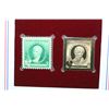 Image 1 : 22K Gold Replica Stamp W/Postal Stamp Issued 1940; Gilbert Charles Stuart-Great Americans