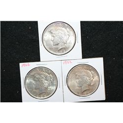 1922 Peace $1; Lot of 3