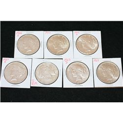 1922, 1922-D, 1922-S, 1923, 1923-D, 1923-S & 1926-S Peace $1; Lot of 7