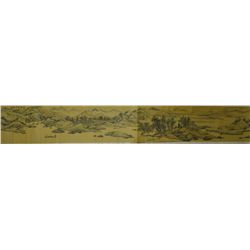 Long Chinese Watercolour Painting on Silk Scroll