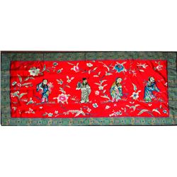 Large Chinese Silk Textile Hong Kong 1989