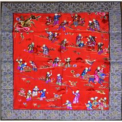 Large Chinese Silk Textile Hong Kong 1989