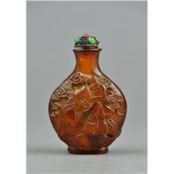 Chinese Carved Amber Snuff Bottle