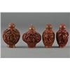 Image 1 : Set 4 Chinese Cinnabar Snuff Bottles Qianlong