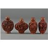 Image 2 : Set 4 Chinese Cinnabar Snuff Bottles Qianlong