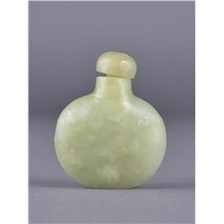 Chinese Carved Celadon Jade Snuff Bottle