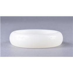 Chinese Carved White Jade Bangle