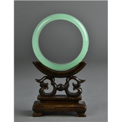 Chinese Carved Green Jade Bangle