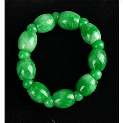 Chinese Carved Emerald Green Jade Bracelet