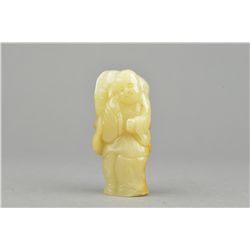 19th C. Chinese Carved White Jade Figure of Buddha