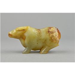 19th C. Chinese Carved Celadon Jade Figure of Ram