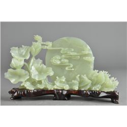 Chinese Carved Celadon Jade Landscape